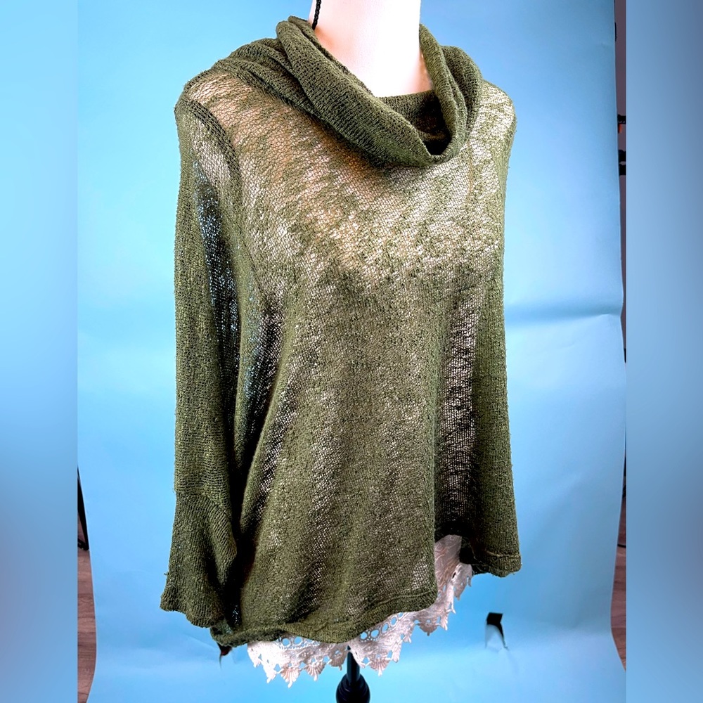 White tank top OD green shawl combo